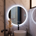 Oglinda LED Rotunda, 50cm, Noxia Touch, Lumina Rece, Sistem Dezaburire, Dimabila