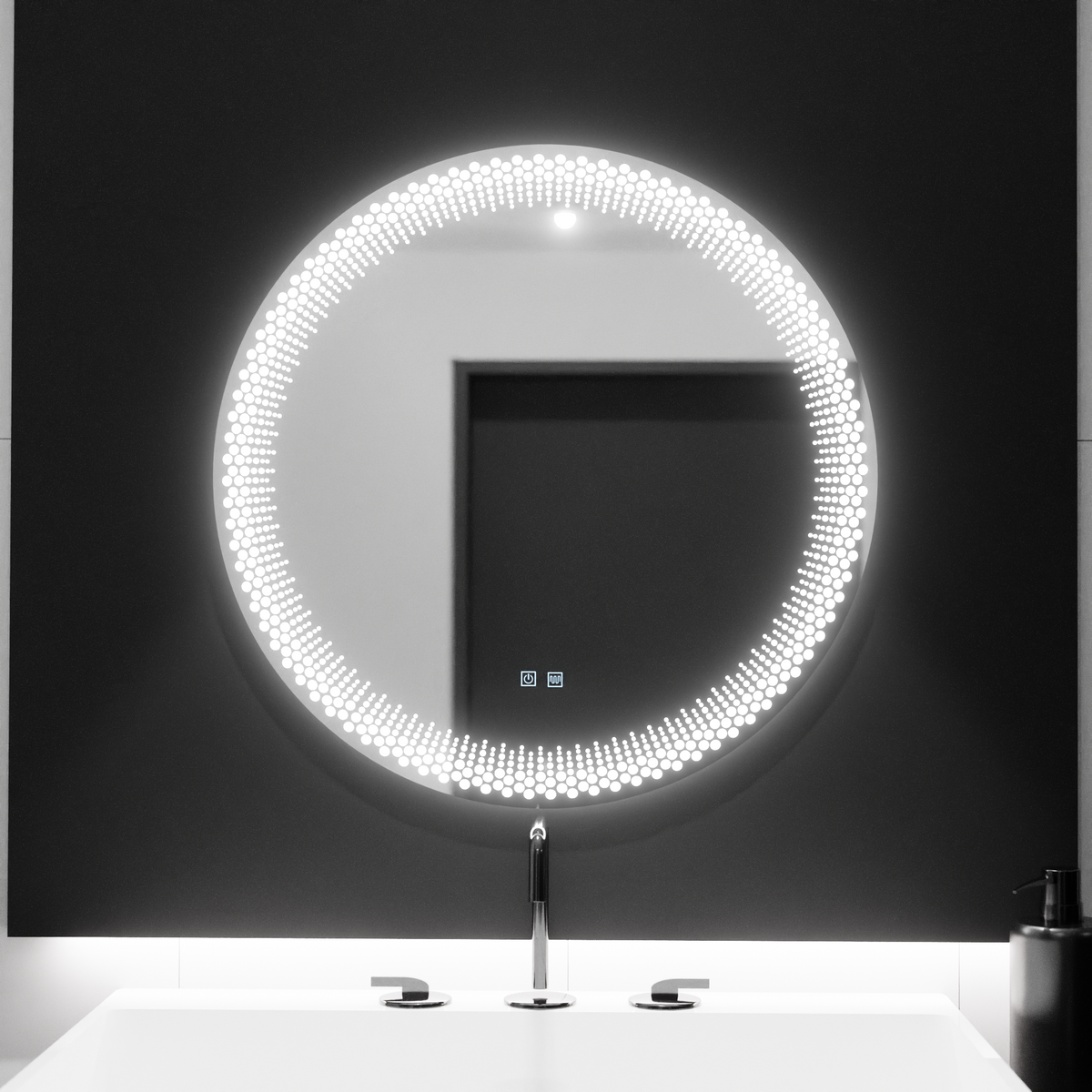 Oglinda LED Rotunda 60cm, Stellaire Touch, Sistem Dezaburire, Dimabila