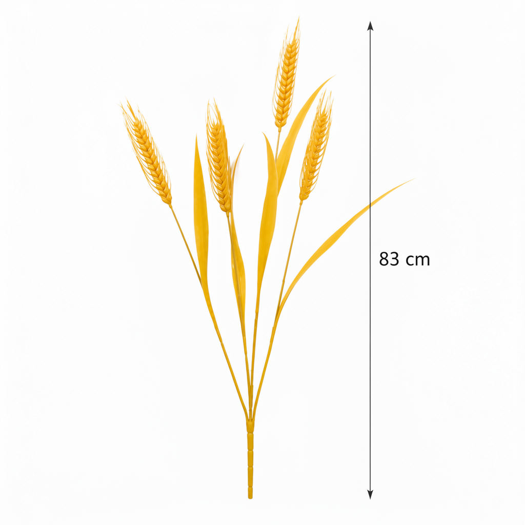 Planta Artificiala Iarba Ornamentala, 83 cm, cu 4 Fire, spice de grau, Galben, Fara Ghiveci