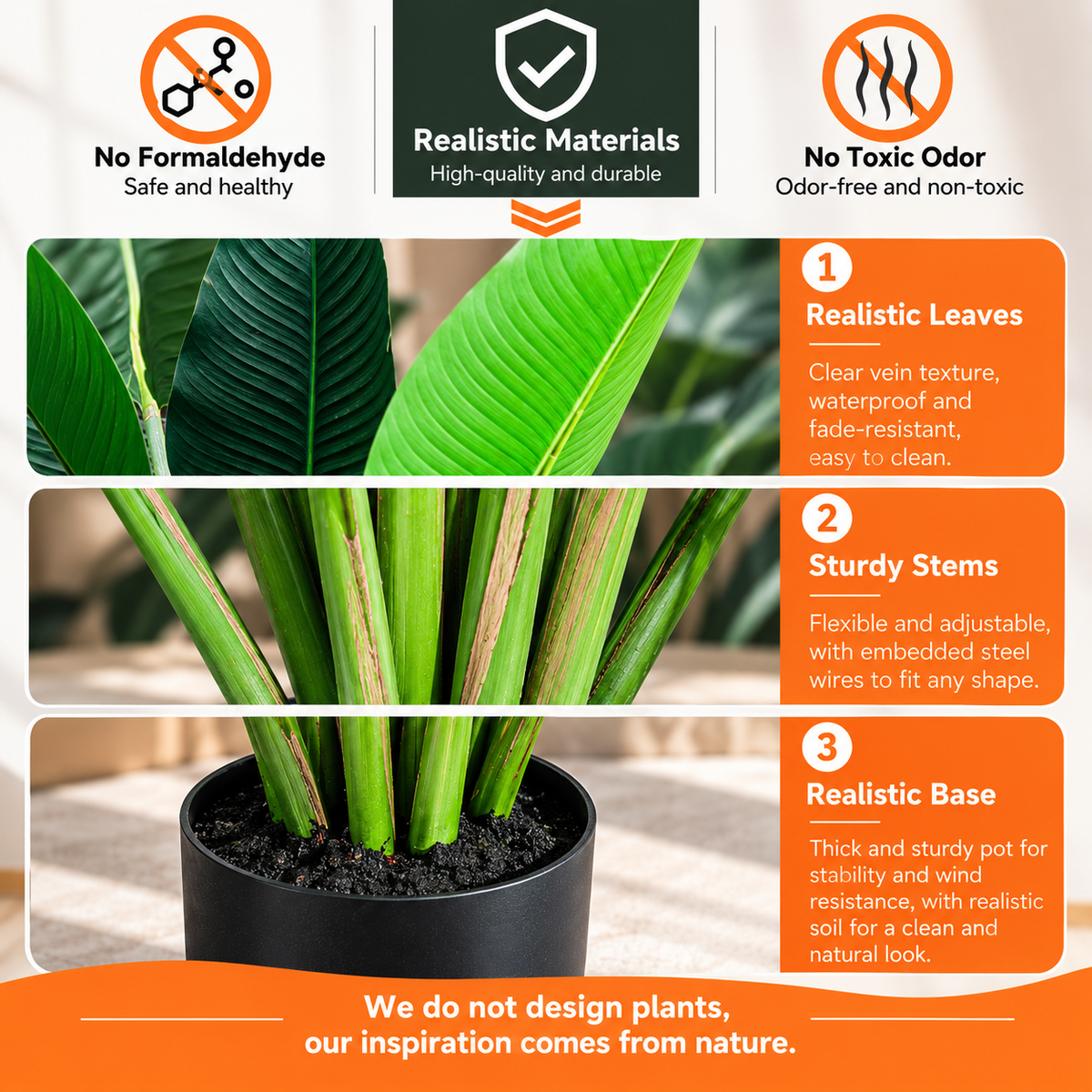 Decorațiune Strelitzia Nicolai, 220 cm, 13 frunze, Verde