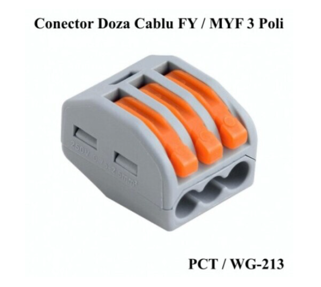 Conector pentru Lustra / Oglinda LED - Rapid, 3 Poli, Instalare Fara Surub, imaginea 2