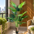 Decorațiune Palmier Livistona Evantai, 12 frunze, Plastic, 180 cm, Verde
