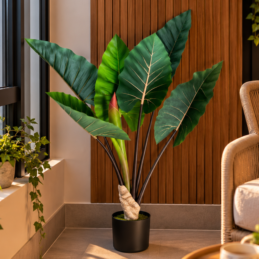 Decorațiune Strelitzia, Plastic, 100 cm, Verde