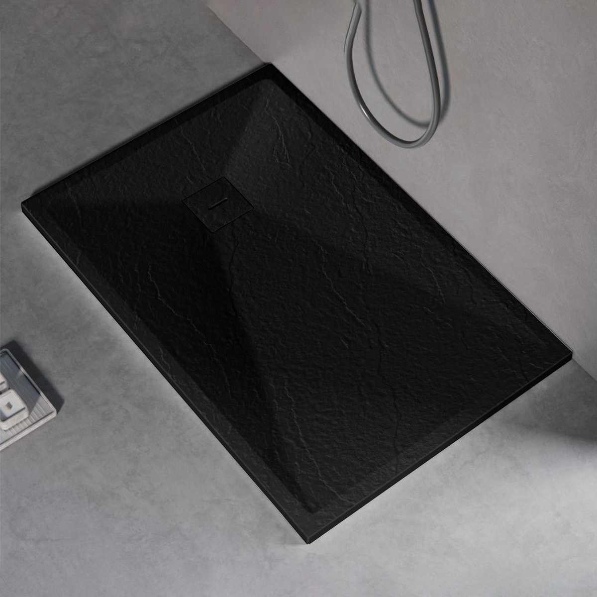 Cadita de dus dreptunghiulara 80x120 cm, slim 3 cm, negru