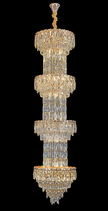 Candelabru Cristal IMPERIUM 45xE14, D55 cm, Auriu, Inaltime Reglabila, Metal si Cristal