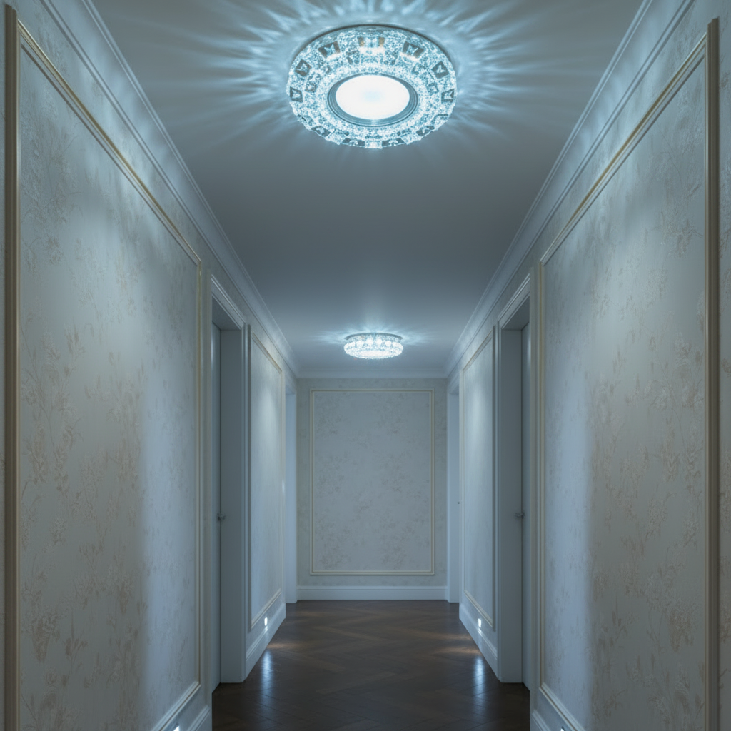 Spot LED ORBITA, 5W, Rotund, Lumina Rece + RGB, Alb, Rasina si Sticla SL687WH