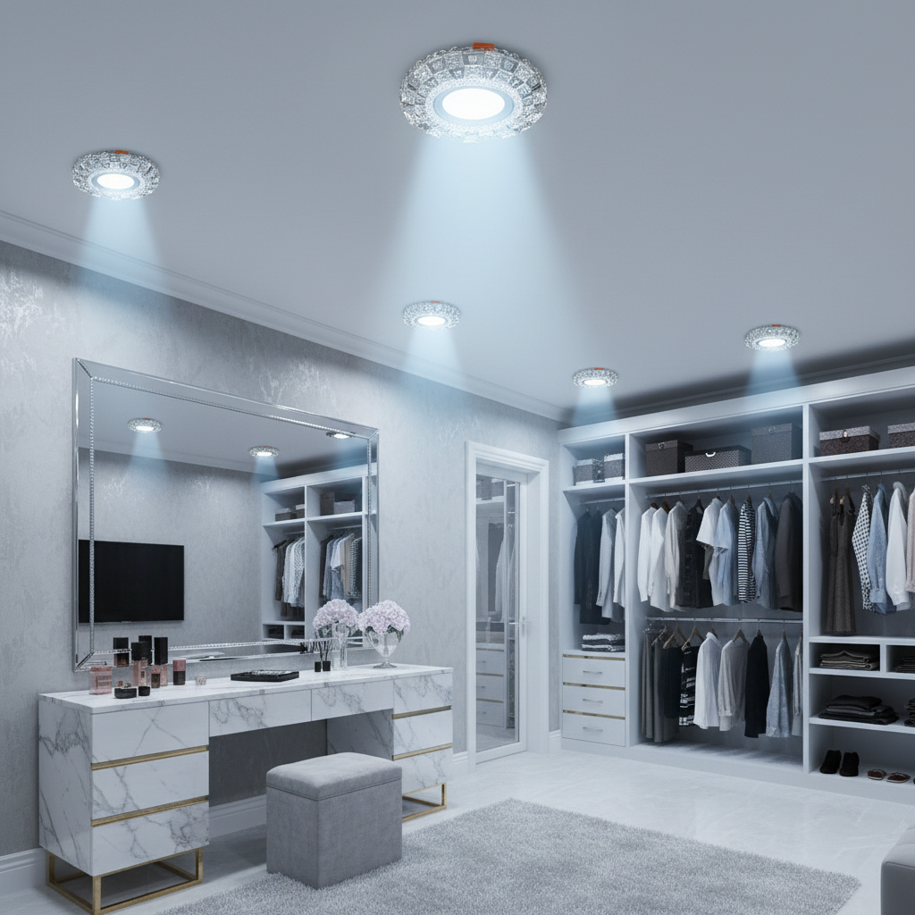 Spot LED ORBITA, 5W, Rotund, Lumina Rece + RGB, Alb, Rasina si Sticla SL687WH