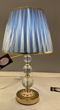 Veioza VZ213BL, 1x E27, Metal si Textil, Albastru si Auriu