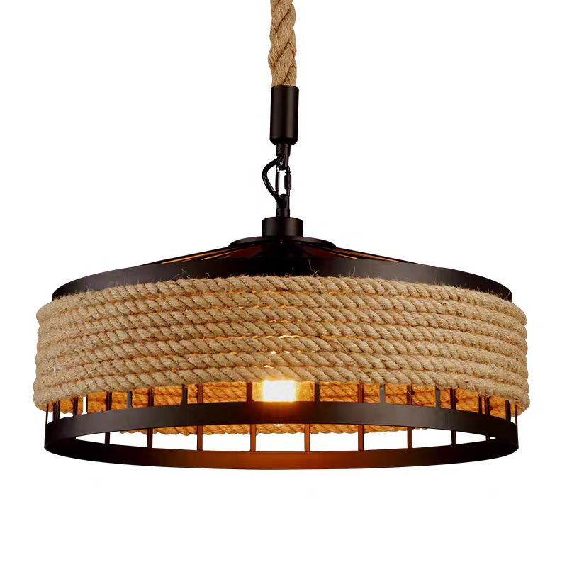 Lustra Vintage LV300/300BK, 1xE27, Rustic Barn, Sfoara si Metal, 30cm, Maro