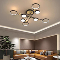Lustra LED cu Telecomnda LT721/8BK+GD, 44W, 8 Elemente, Lumina Calda/Rece/Neutra, Dimabila, Negru/Auriu