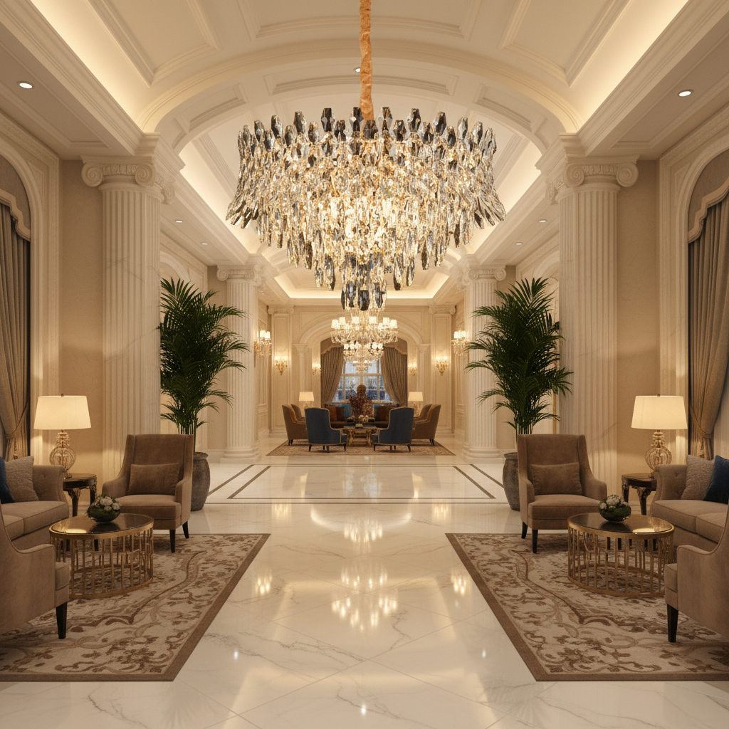 Candelabru Cristal MONARCH Magno 12xE14, Diametru 60cm, Inaltime 40cm, Auriu Lucios, Inaltime Reglabila, Design Elegant