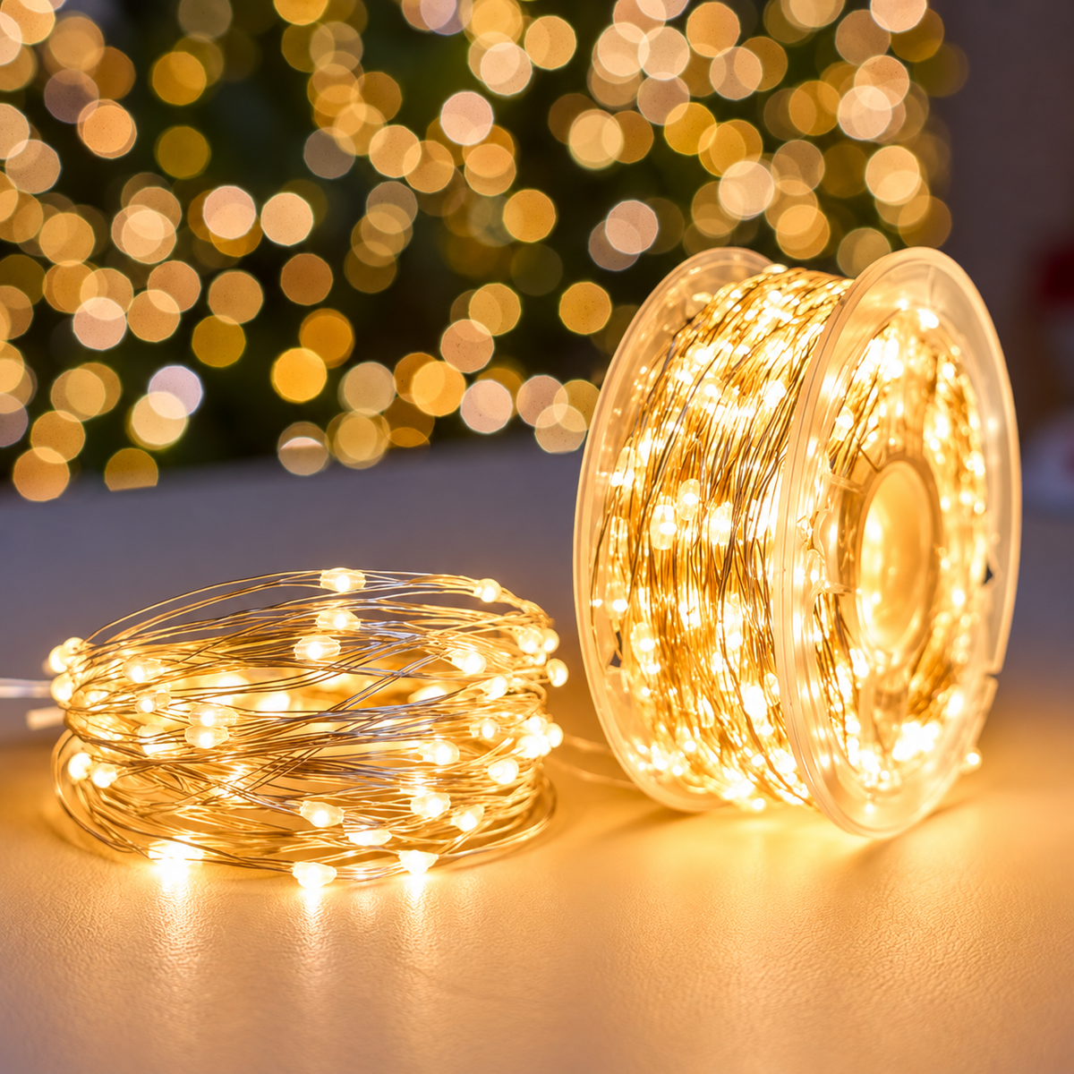 Instalatie de Craciun Liniara cu Fir Argintiu si Telecomanda, Lumina Calda, 5000cm, 500 LED-uri, IP44