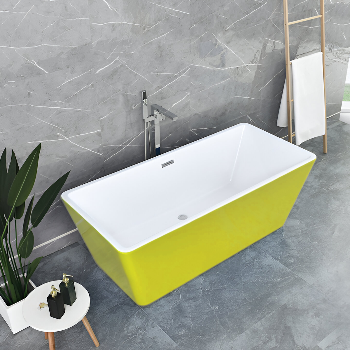 Cada Freestanding, Drepuntghiulara, Acril, Lemon Yellow, 170×78×60 Cm