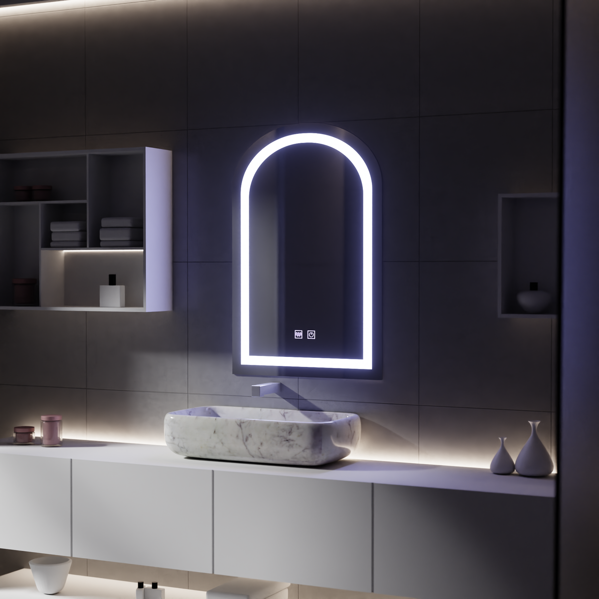 Oglinda LED Touch cu Functie Dezaburire, 80x50cm, imaginea 3