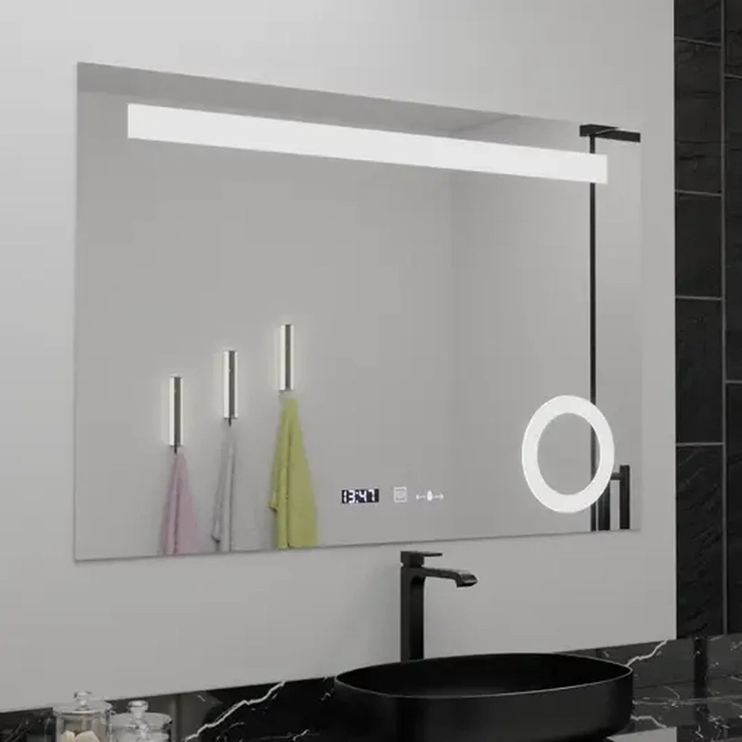 Oglinda LED Rectangulara, 100x75cm, ABSOLU MotionGlow Marcello, Sistem Dezaburire, Ceas & Termometru, Lupa Cosmetica, Dimabila, imaginea 3