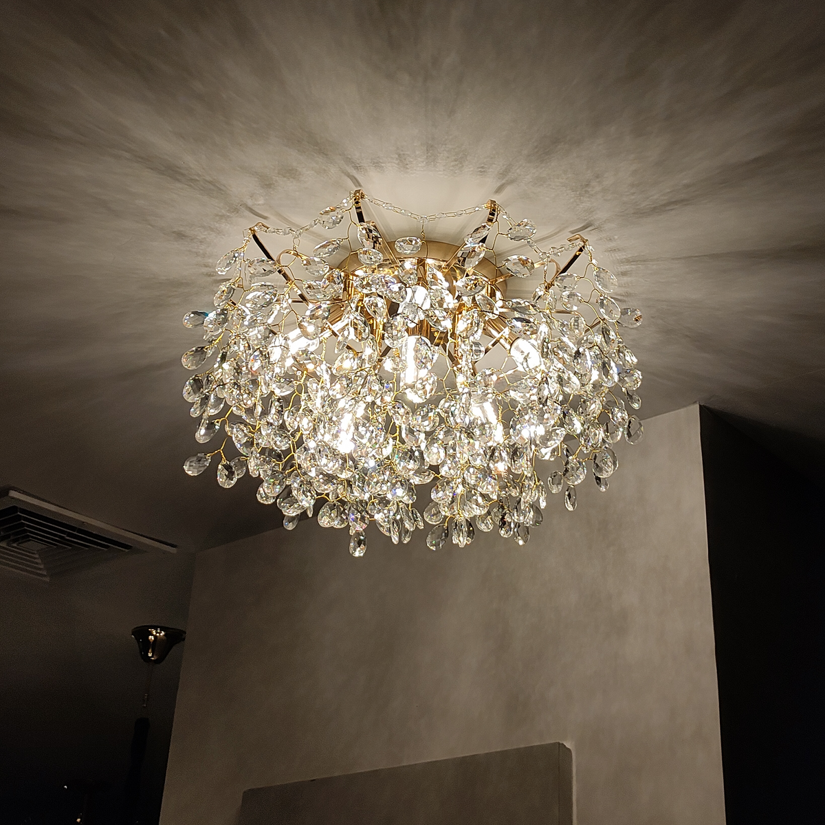 Candelabru Cristal GLOWRIA Eleganza, 6x E14, Diametru 50cm, Auriu