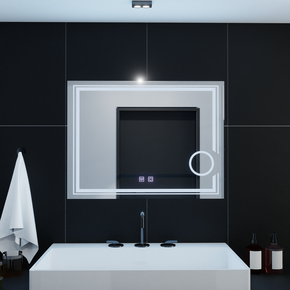 Oglinda LED Rectangulara, 80x60cm, CANTO Touch, Sistem Dezaburire, Dimabila