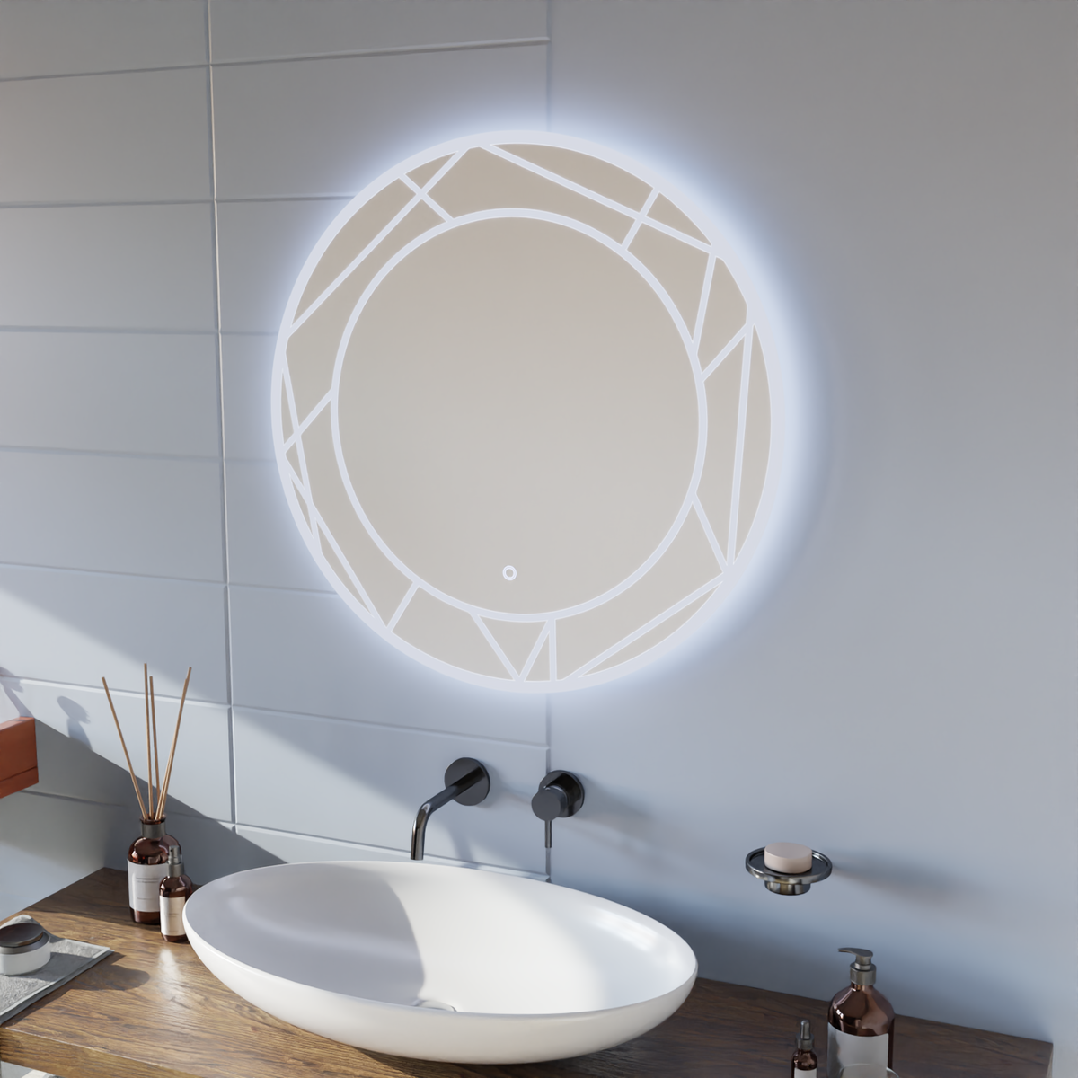 Oglinda LED Touch ASTRIX, 70cm, 6000K, Dimabila, Sistem Dezaburire