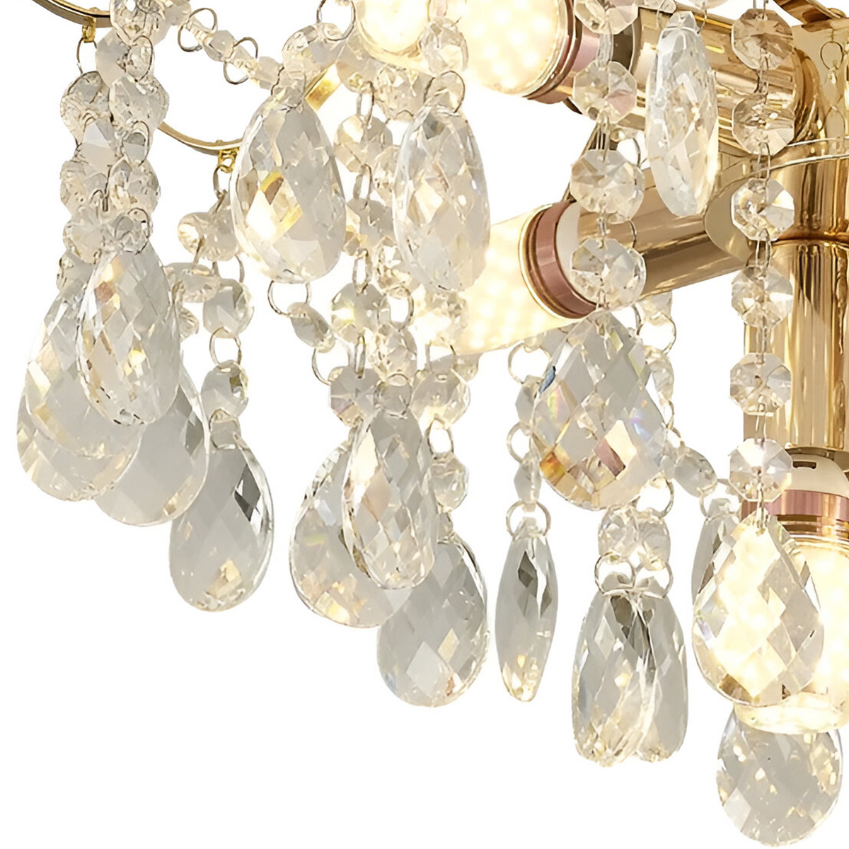 Candelabru Cristal Fiamma, 6x E14, Diametru 45cm, Auriu, Metal si Cristal, imaginea 2