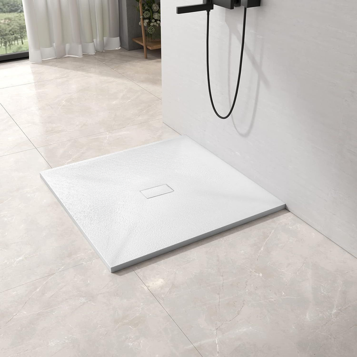 Cadita de dus patrata 90x90 cm, slim 3 cm, alb lucios