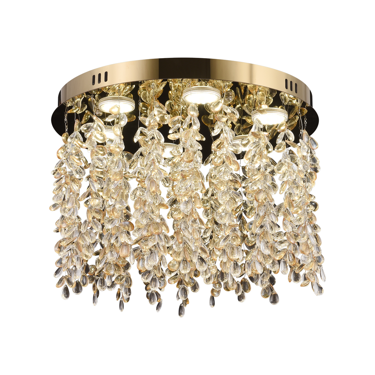 Candelabru LED Cristal LLC213/400GD Rotund, 22W, Lumina Rece/Calda/Neutra, Cristal, Auriu