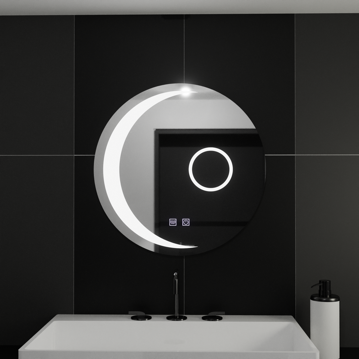 Oglinda LED Rotunda, 80cm, Orbis Touch, Sistem Dezaburire, Dimabila, E31S/80X80