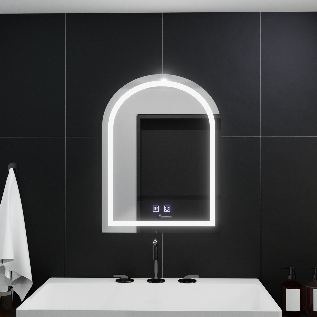 Oglinda LED Arcata 60x80cm, Arco Touch, Sistem Dezaburire, Dimabila