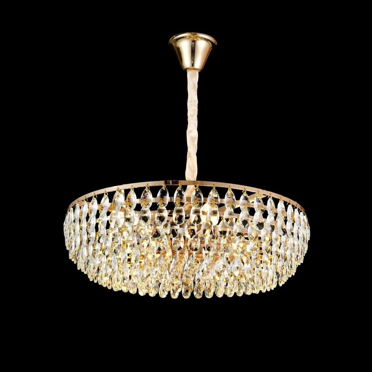 Candelabru Cristal CC1677/500GD, 9xE14, Auriu Lucios, Inaltime Reglabila, Metal si Cristal