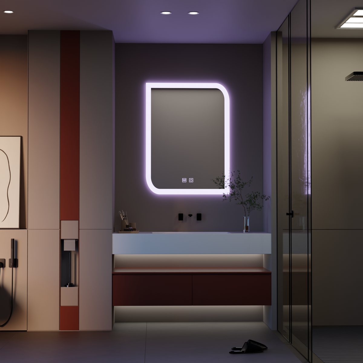 Oglinda LED CLARIVO Dreptunghiulara,  14W, 60X80cm, Touch, Sistem Dezaburire, imaginea 3