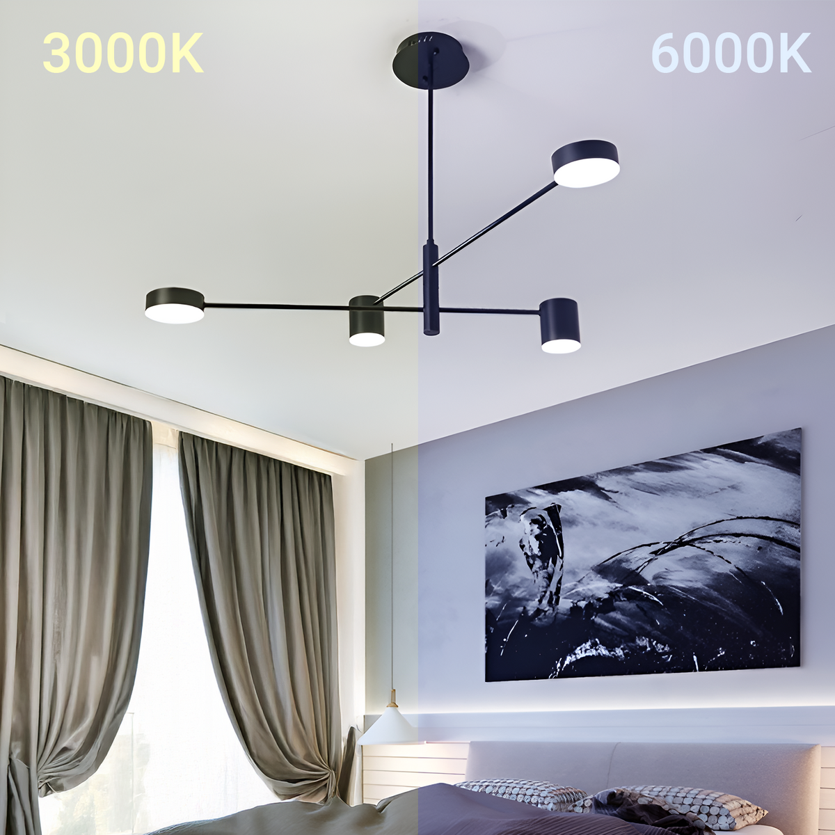 Lustra LED GALIOS 48W, 4 Elemente, lumina Rece/Calda/Neutra, Negru, imaginea 3