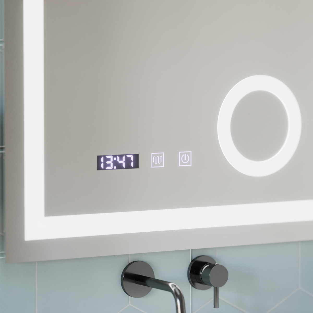 Oglinda LED Touch NIVERA Sistem Dezaburire, Ceas si Temperatura 60x80 cm Lupa Cosmetica, imaginea 2