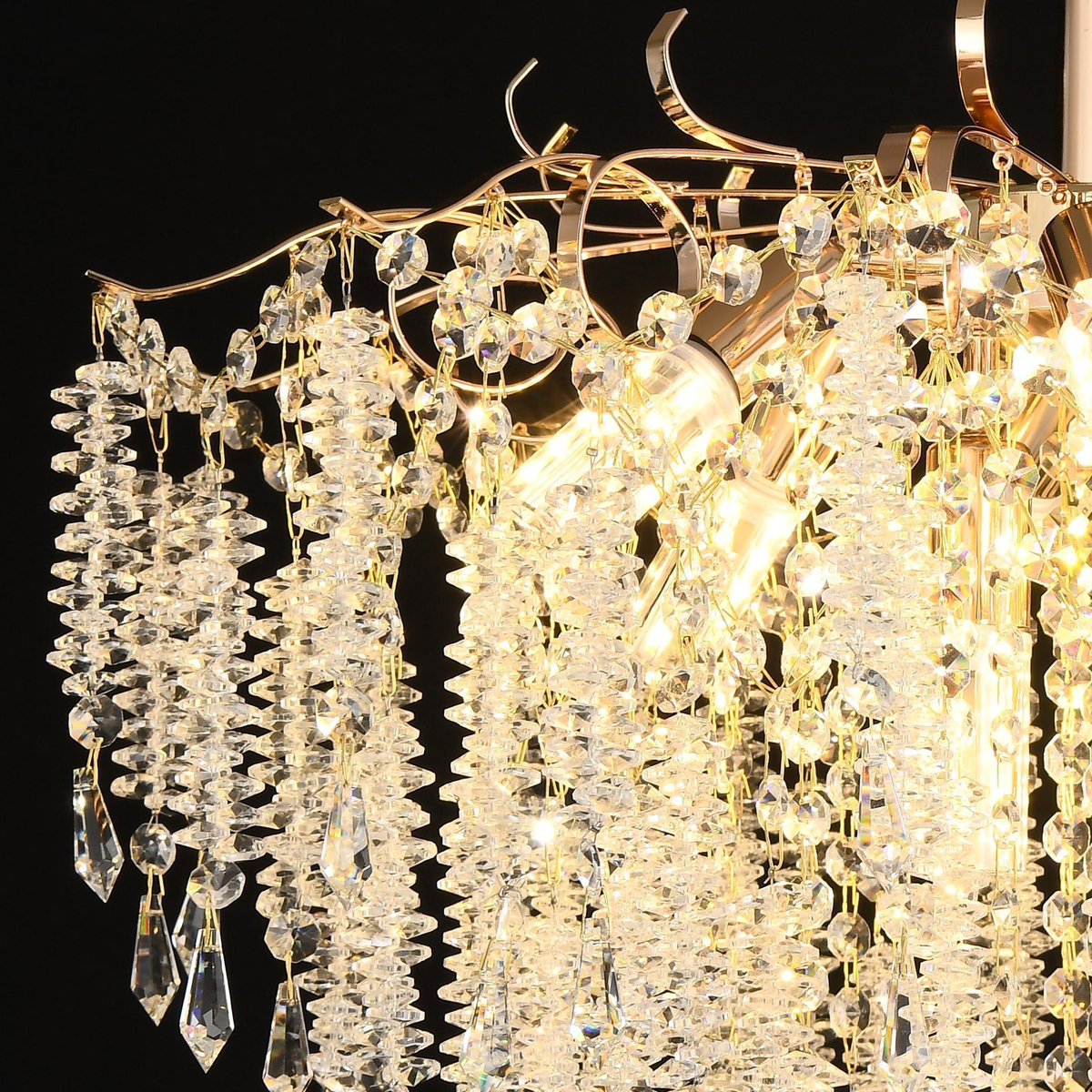 Candelabru Cristal STROZZI Magno 8xE14, Diametru 60cm, Auriu