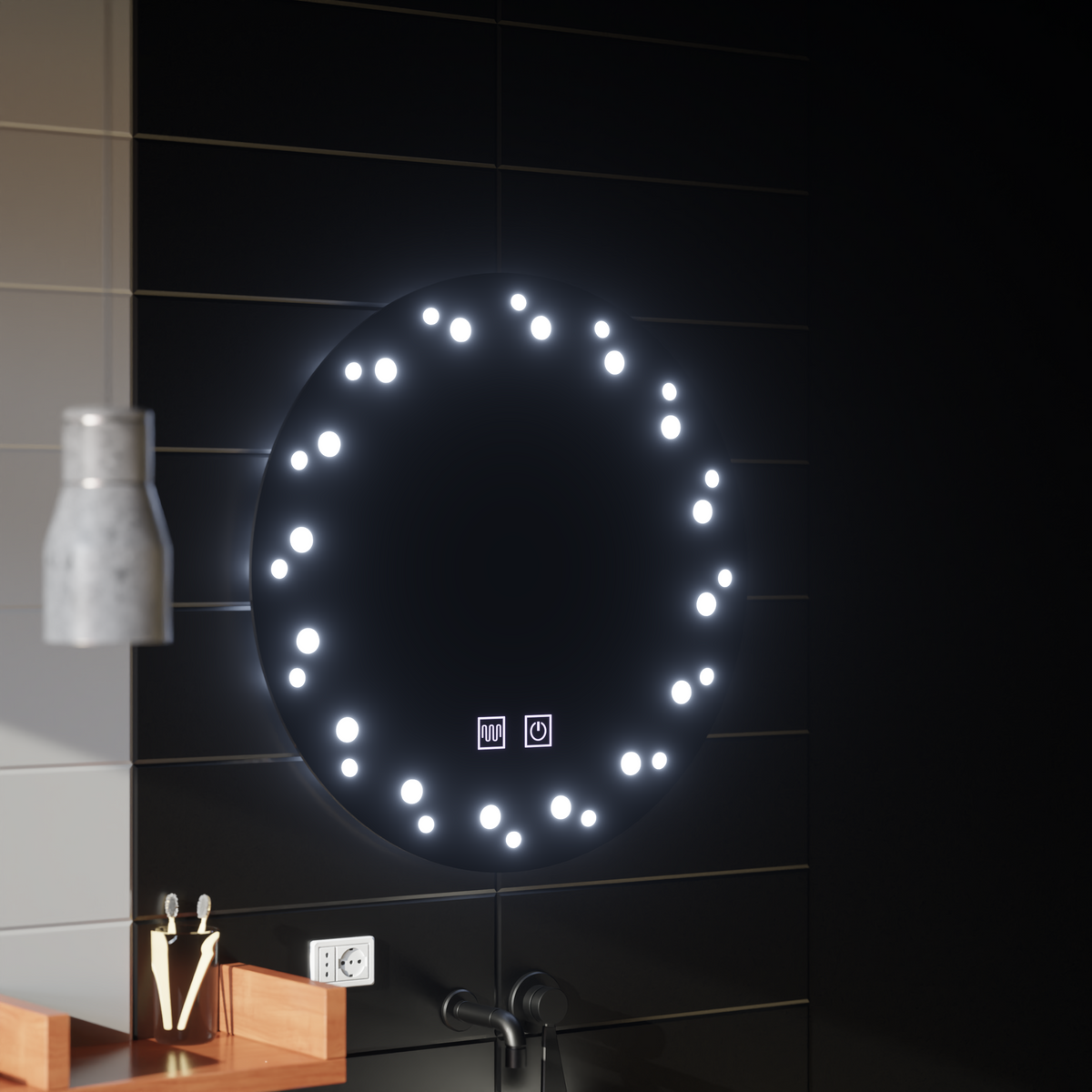 Oglinda LED Touch Ivory, Sistem Dezaburire, Diametru 60cm, Lumina Rece 6000K, imaginea 6