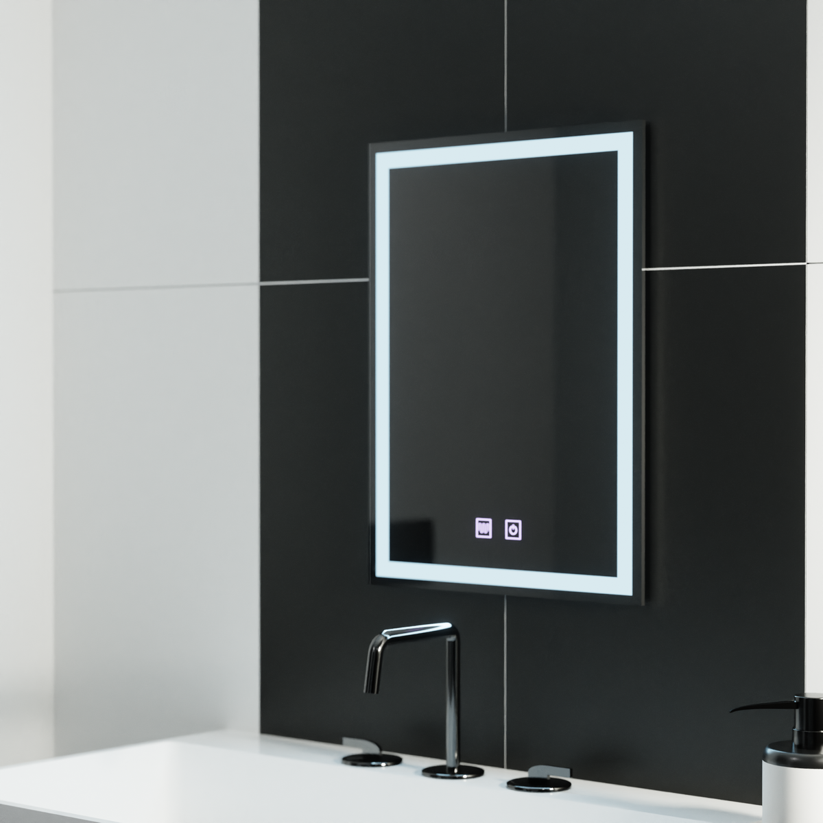 Oglinda LED Rectangulara, 60x80cm, Nox Touch, Sistem Dezaburire, Dimabila