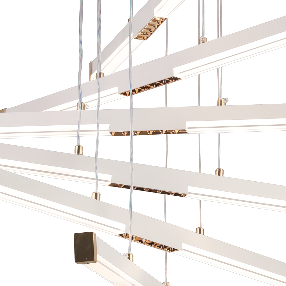 Lustra LED Suspendata Acril LT183/5WH, 68W, Lumina 3000/4000/6000K, Alb, Inaltime Reglabila