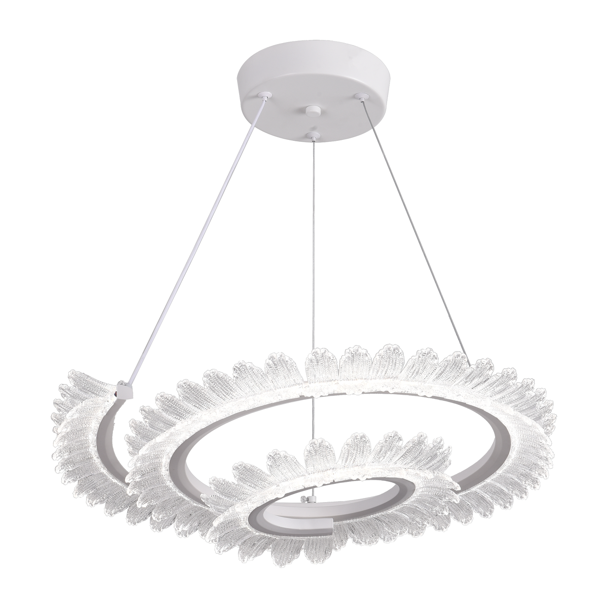 Lustra LED cu Telecomanda LT188WH, Cristal si Metal, 40W, Dimabila, Inaltime Reglabila, Lumina Rece/Calda/Neutra, Iluminat Luxos
