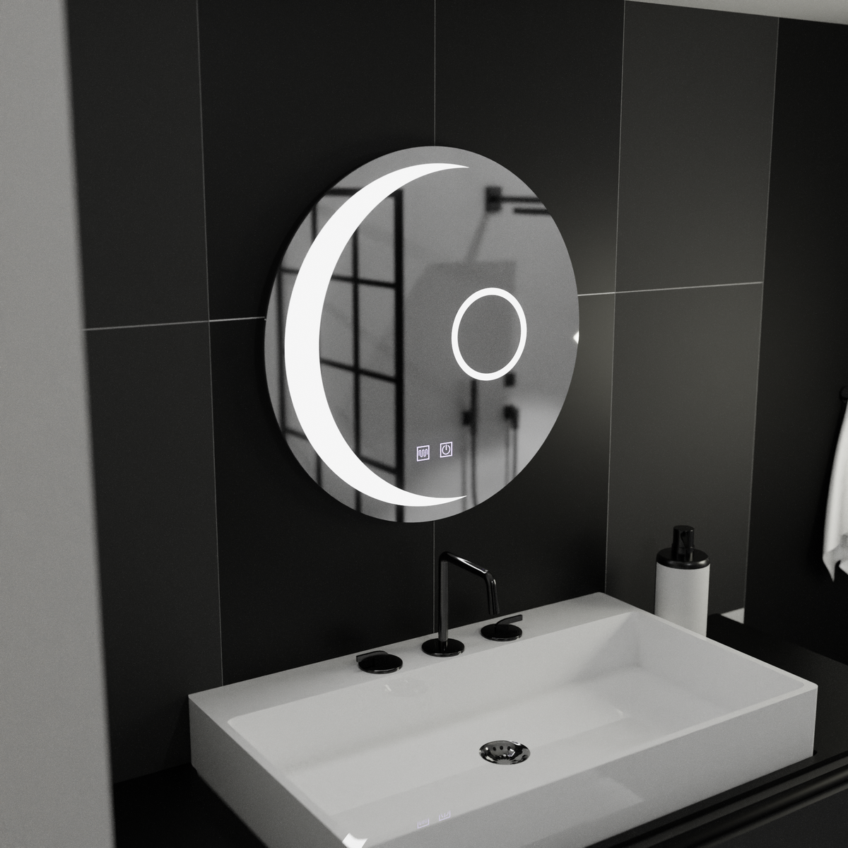 Oglinda LED Rotunda, 80cm, Orbis Touch, Sistem Dezaburire, Dimabila, E31S/80X80