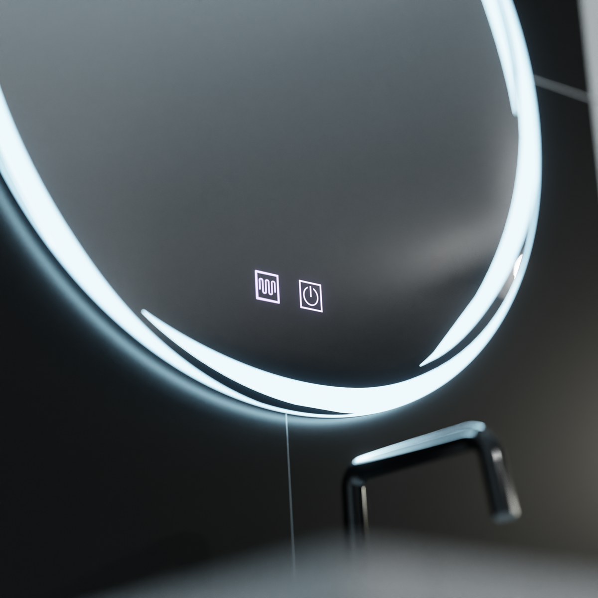 Oglinda LED Rotunda 60cm, Spirallus Touch, Sistem Dezaburire, Dimabila