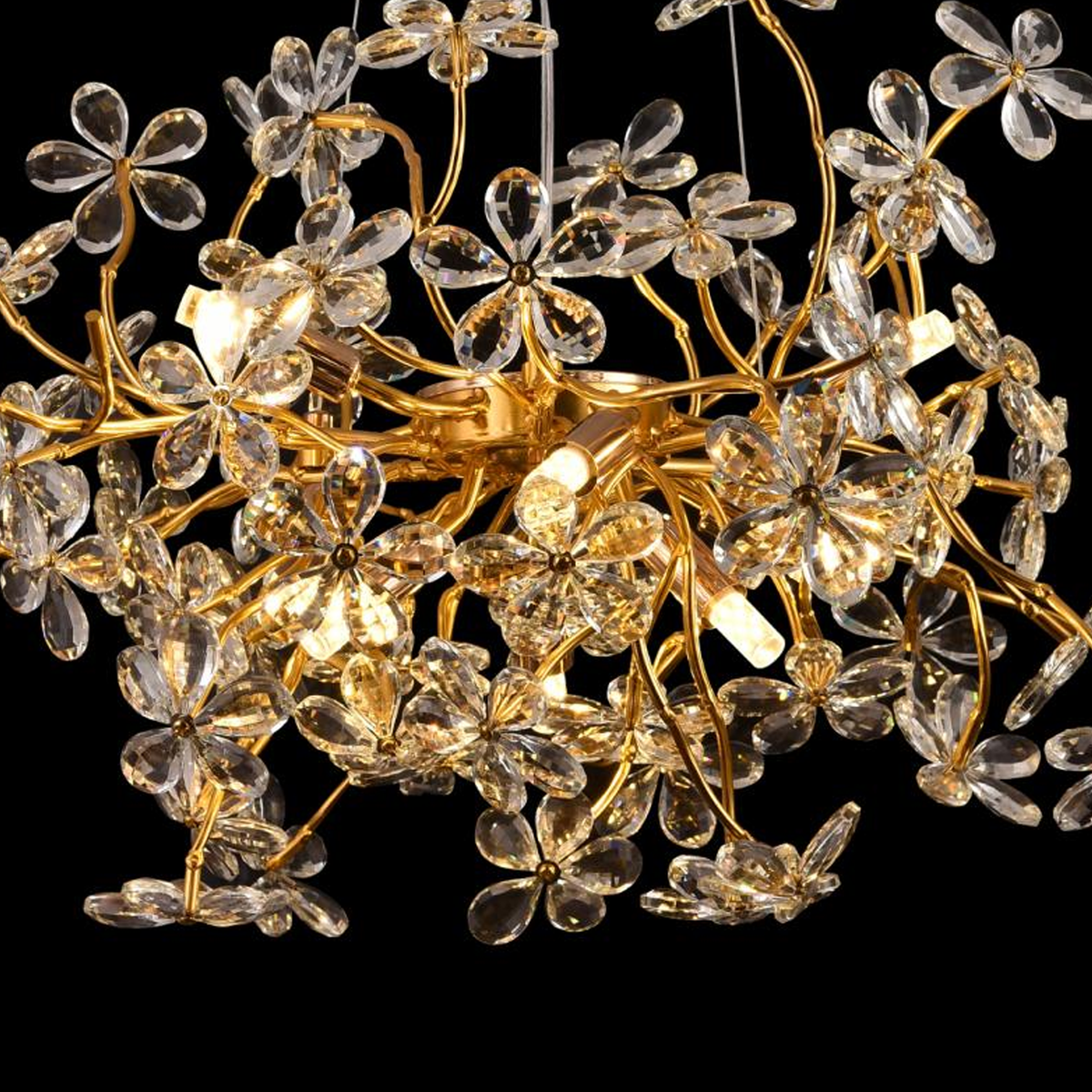 Candelabru Cristal AURAFLOR Regalis, 12xG9, Crom si Cristale, D75cm, Inaltime Reglabila