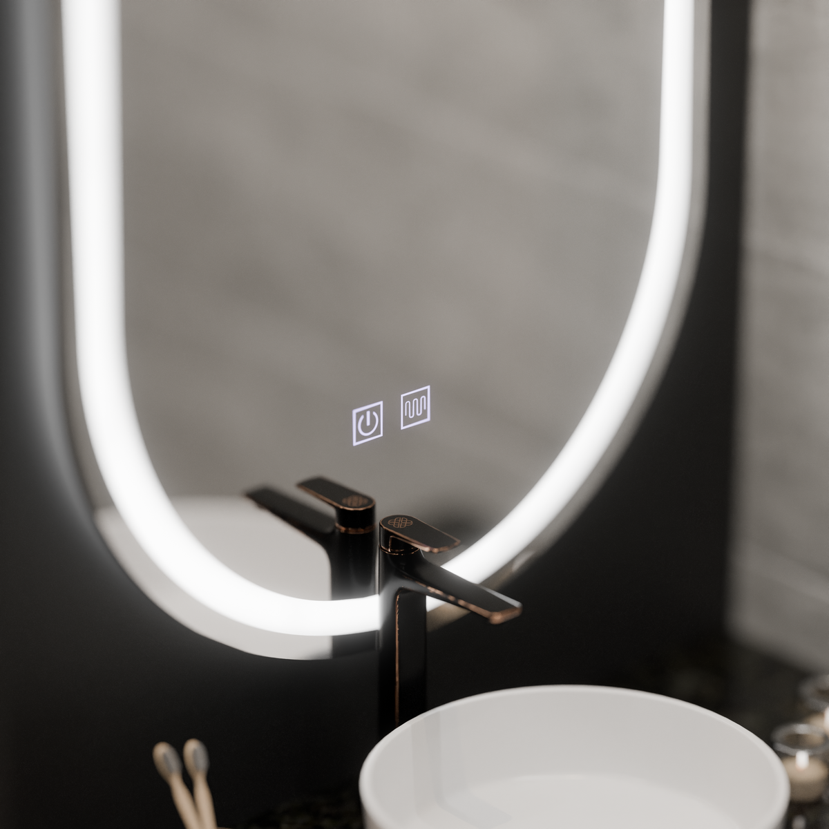 Oglinda LED Ovala, 50x100cm, Velara Touch, Sistem Dezaburire, Dimabila E06S/50X100