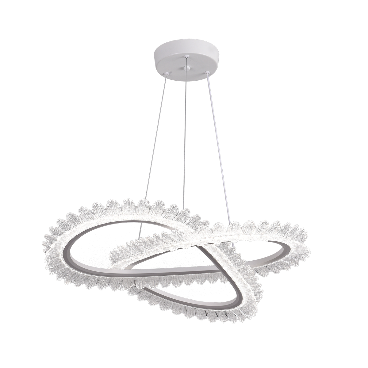 Lustra LED cu Telecomanda LT187WH, Cristal si Metal, 52W, Dimabila, Inaltime Reglabila, lumina Rece/Calda/Neutra, Iluminat Luxos