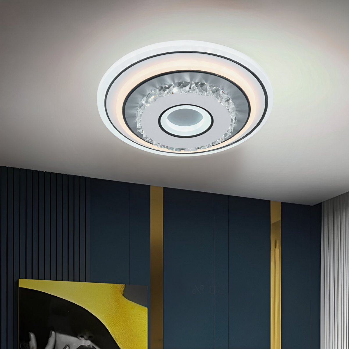 Lustra LED cu cristal MITA 28W, Diametru 20cm, Rotunda, lumina Rece/Calda/Neutra, Alb, imaginea 1
