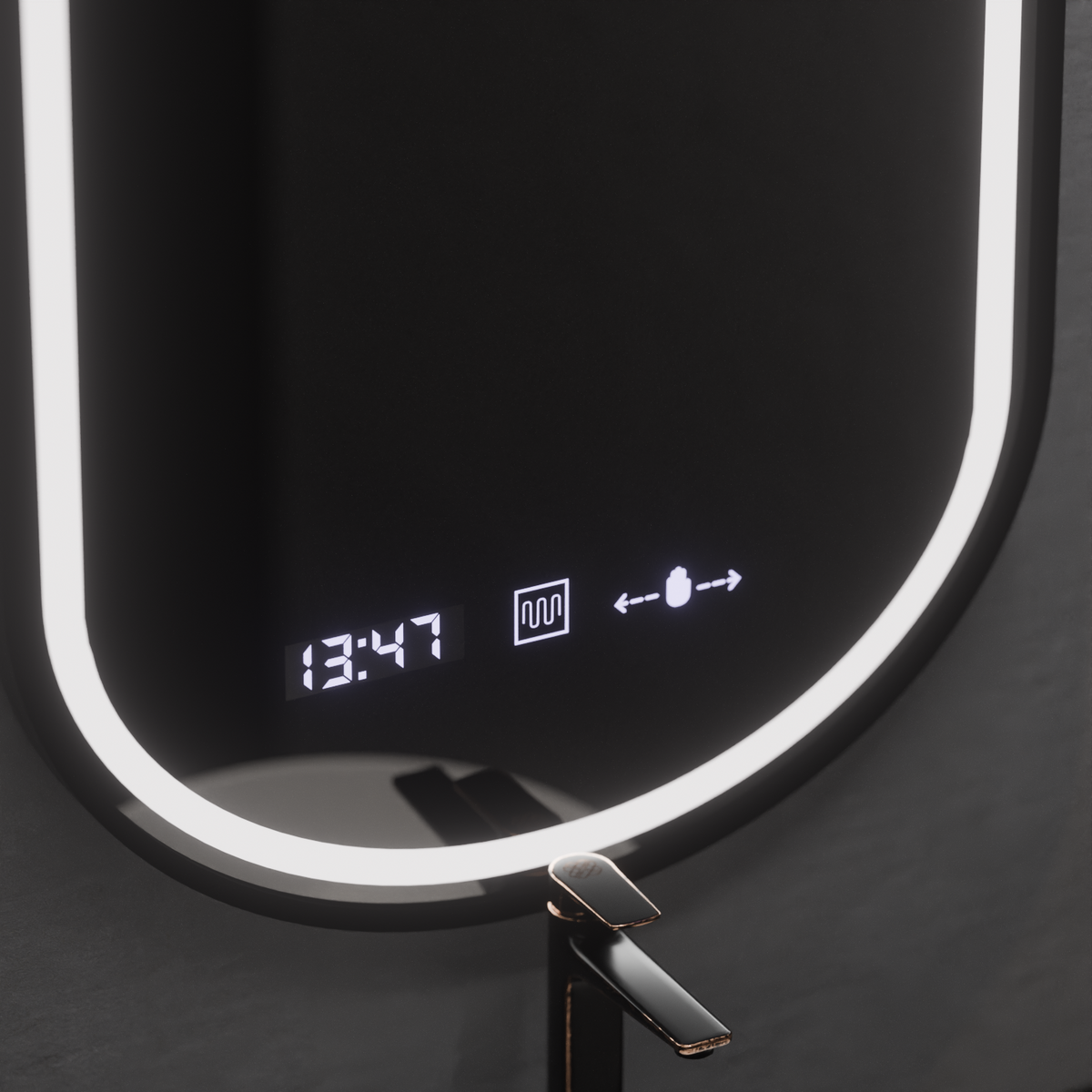 Oglinda LED Ovala, 50x80cm, Alessia MotionGlow Marcello, Sistem Dezaburire, Ceas & Termometru, Dimabila, imaginea 2