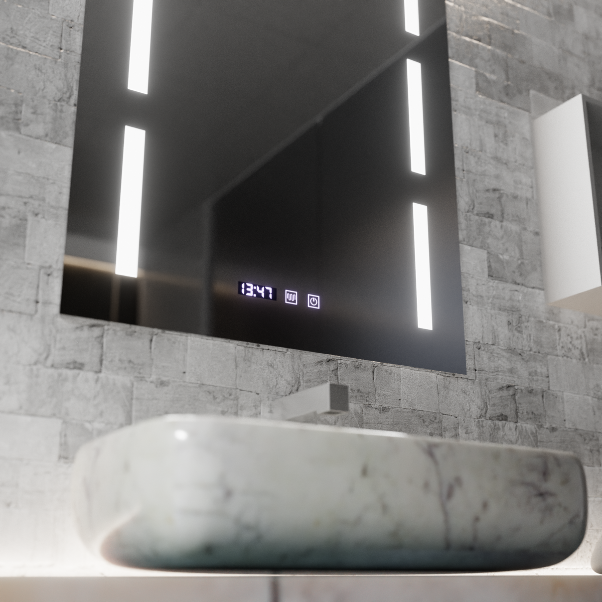 Oglinda LED Touch Erich S86/60X80 Sistem Dezaburire, Ceas si Temperatura 60x80 cm
