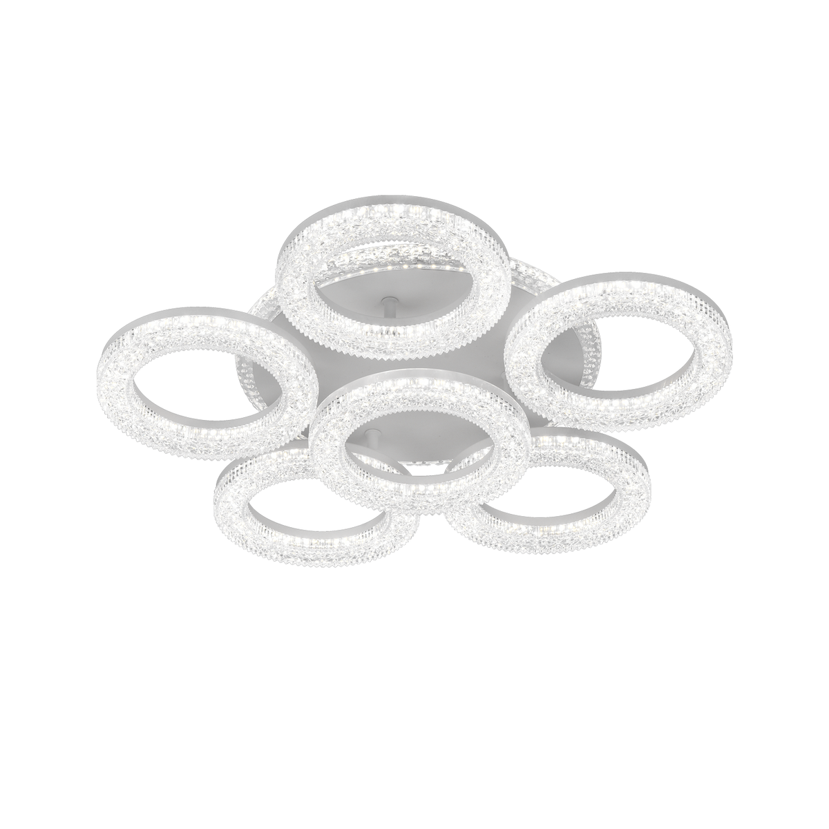 Lustră LED FREJA cu Telecomandă, 51cm, 90W, 3000K/4000K/6000K, Dimabil, Alb, Cristale, 6 Cercuri, imaginea 3