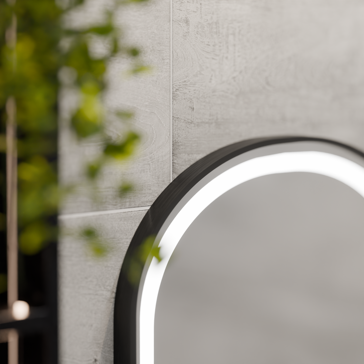 Helmut Touch LED Mirror, Defog System, Clock and Temperature 45x90 cm, Black Frame, Brushed, AT1CT-IM1P-OG1D-S15/45X90,