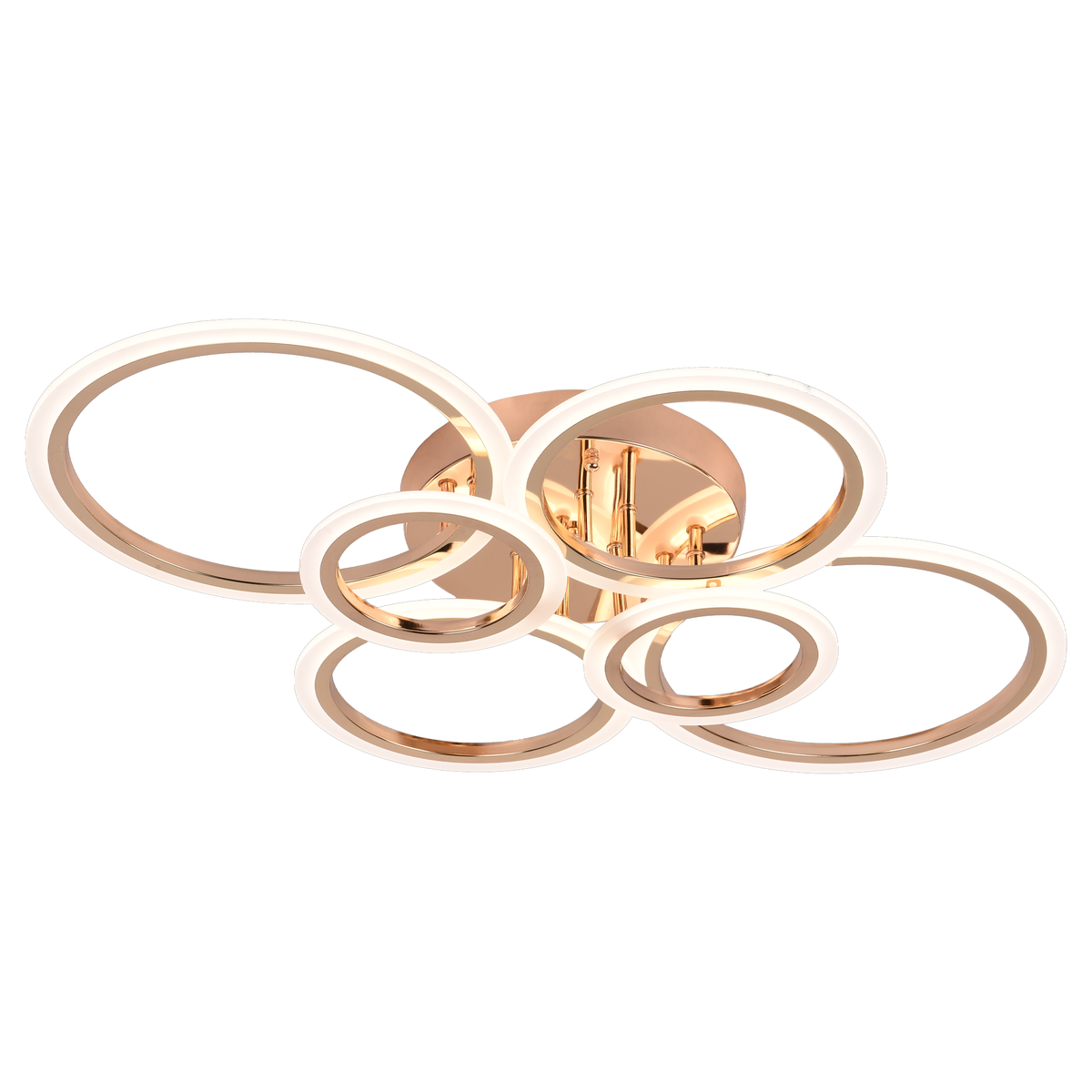 Lustra LED cu telecomanda BETTY 81W, 6 Cercuri, lumina Rece/Calda/Neutra, Dimabila, Auriu Lucios, imaginea 6