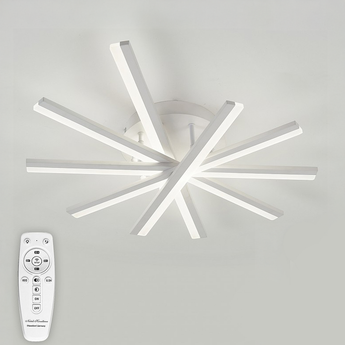 Lustra LED cu telecomanda ZOE, 67W, lumina Rece/Calda/Neutra, Dimabila, Alb