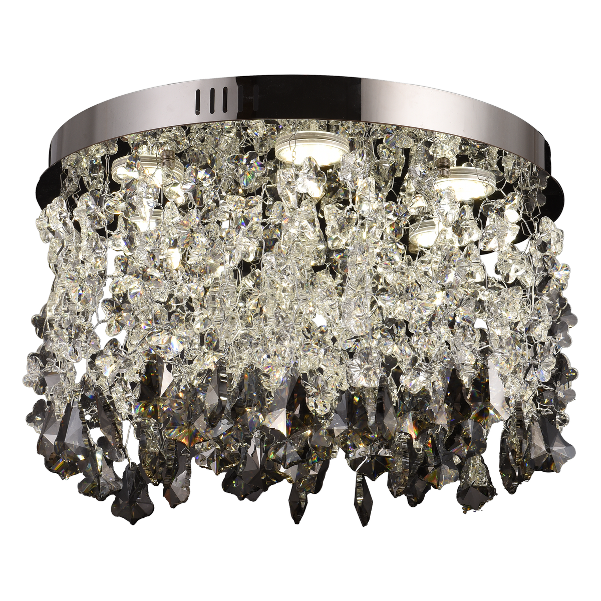Candelabru LED Cristal LLC212/400BU Rotund, 22W, Lumina Rece/Calda/Neutra, Cristale, Crom Lucios