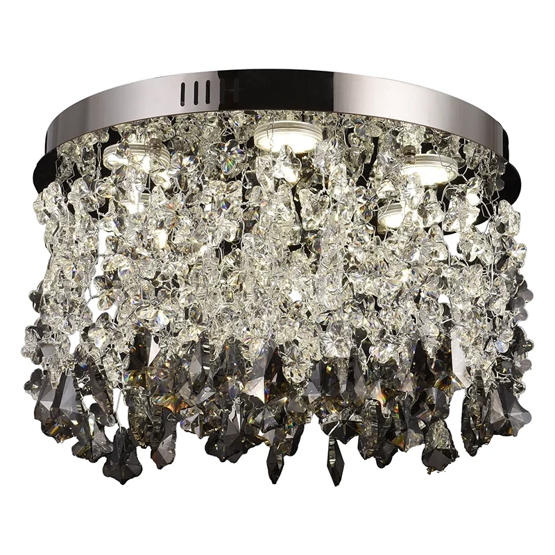 Candelabru LED Cristal LLC212/400BU Rotund, 22W, Lumina Rece/Calda/Neutra, Cristale, Crom Lucios